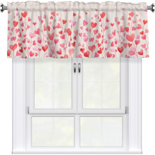 Valentine's Kitchen Valance Pink Red Hearts Rod Pocket