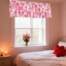 Valentine Heart Kitchen Valances Pink 2 pcs 137x45 cm