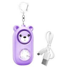 Personal Safety Alarm for Women, Safety Alarm Keychain, Cute Bear Shape with Strobe Light & 130 DB Speakers , Recharge A