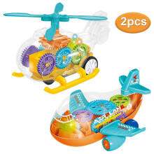 Colorful Airplane and Electric Race Car Toy Set with Moving