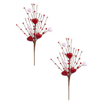 Valentine Heart and Berry Stems Artificial Floral Picks 2