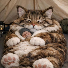 Plush Cat Sleeping Bag Adult 190x80cm Warm Cozy Machine