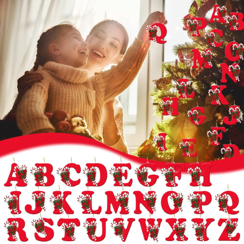 Red A-Z Letter Ornaments with Lollipop Design 26 pcs 2