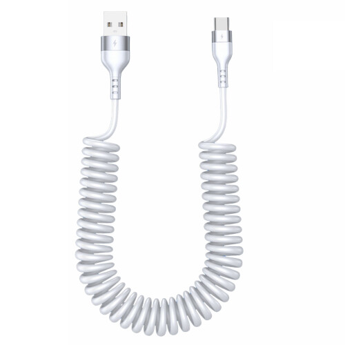 USB to USB-C Coiled Retractable Cable 5A Fast Charging 1