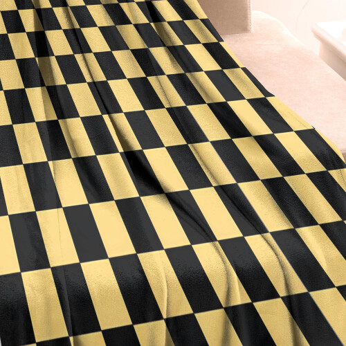 Checkerboard Grid Flannel Throw Blanket 50x60 Black 2