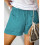 Women's Linen Bermuda Shorts Elastic Waist Drawstring Blue 4