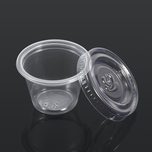 Ashata Plastic Sauce Cup with Lid, Clear, 4 Sizes, 50 pcs 2