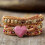 Boho Natural Stone Heart Charm Bracelet Red Multicolor 2