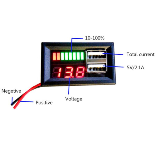 Dual-Port 2.4A USB Car Charger with Digital LED Voltmeter 2