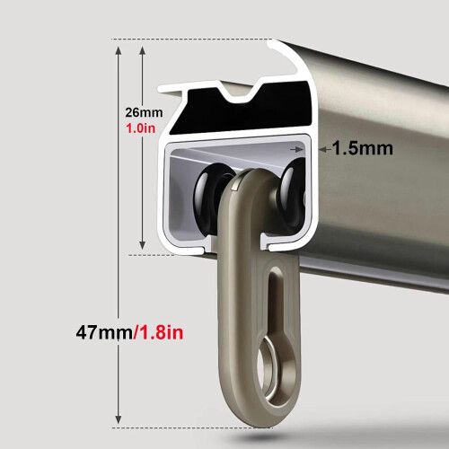 Rail double pour rideaux en aluminium, fixation plafond/mur, 560 cm 1