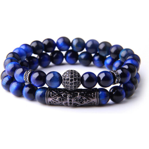 Bracciale GXCZ per uomo e donna con pietra blu lucida 1