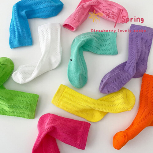 Kids Cotton Crew Socks Solid Color 4 Pairs 1