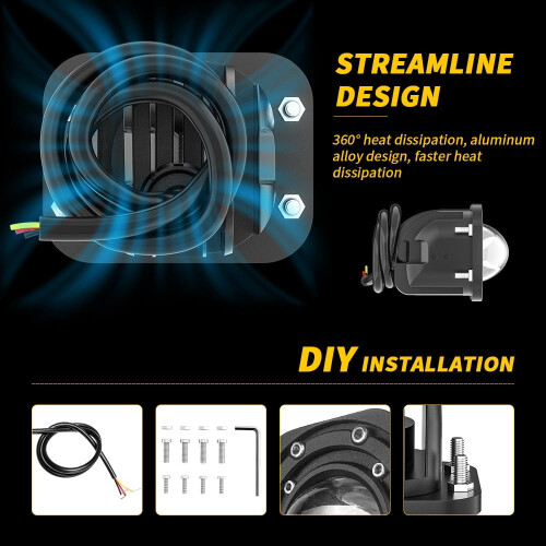 3 Inch 8D LED Work Light Pair 6000K/3500K 12V 24V 2