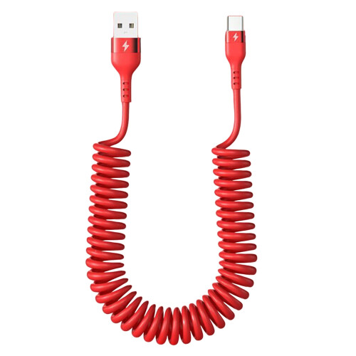 USB to USB-C Coiled Retractable Charging Cable 5A Fast 1