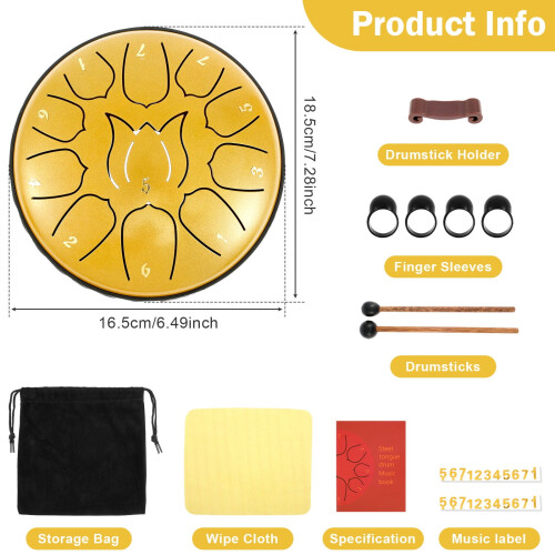 Steel Tongue Drum 11 Note 6 Inch Rustproof 1