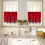 Christmas Kitchen Curtains Set Snowflake Print Red 3-Piece 3