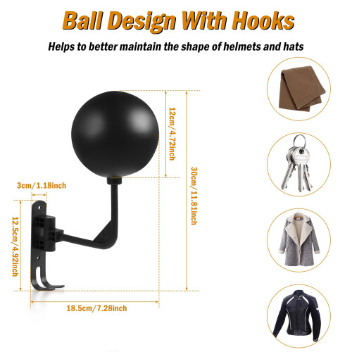 Wall-Mount Motorcycle Helmet Holder Metal Rack with Double 2