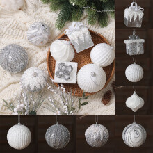 Silver Hand-Painted Foam Christmas Ornaments 3.15 Inch 8
