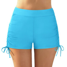 Women's athletic swimsuits with shorts high-waist ruched