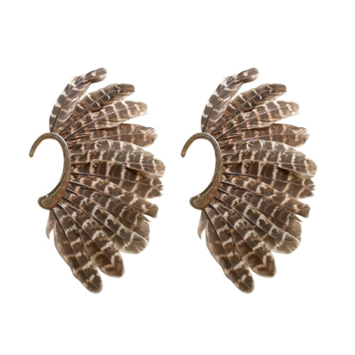 2Pcs Unisex  Feather Ear Cuff Non Piercing Gold Clip  Earrings