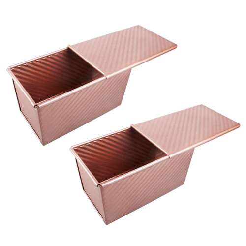 2X Bandeja de Pan Pullman con Tapa, Bandeja de Pan con Tapa, Caja de Tostadas Corrugada Rectangular Antiadherente