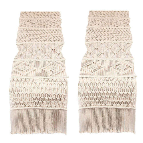 2X Makramee Tisch Läufer, Boho Hochzeits Tisch Dekor