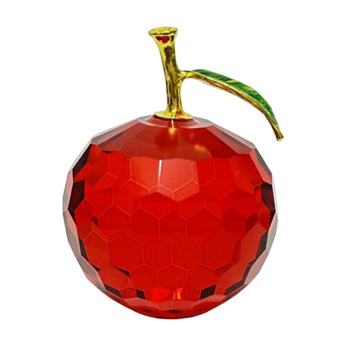 Crystal Faceted Apple Ornament Stand Glass Rotatable Base 1