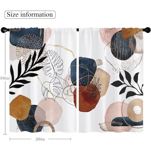 Boho Kitchen Curtains Navy Gold 27.5x36 inch Geometric 2