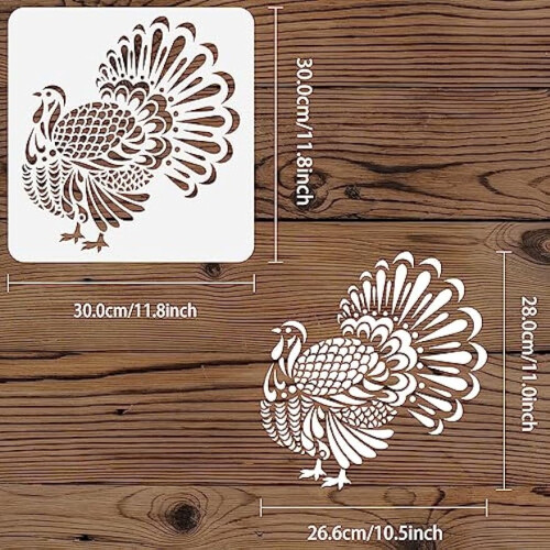 Turkey Stencil Reusable Plastic 11.8 x 11.8 Inch 1