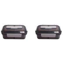 2X Lunch Box, 1500Ml Bento Box, Food Container with 3 Compartments and Cutlery Set,Microwave and Meal Prep Containers