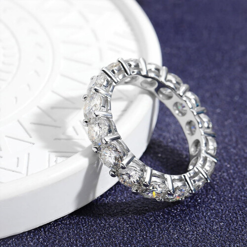 Moissanite Row Ring 925 Sterling Silver 5mm 2