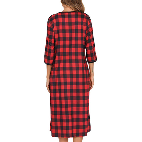 Women's Plaid Robe with Zipper Front and Pockets S-2XL 1