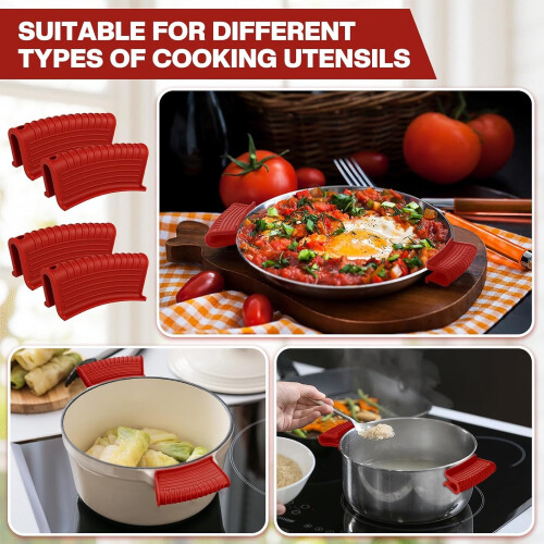 Silicone Pan Handle Covers Heat-Resistant Nonslip 4 Pcs 2