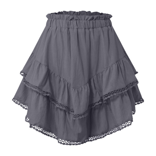 Women's Flowy Boho Ruffle Tiered Skorts High Waist 2