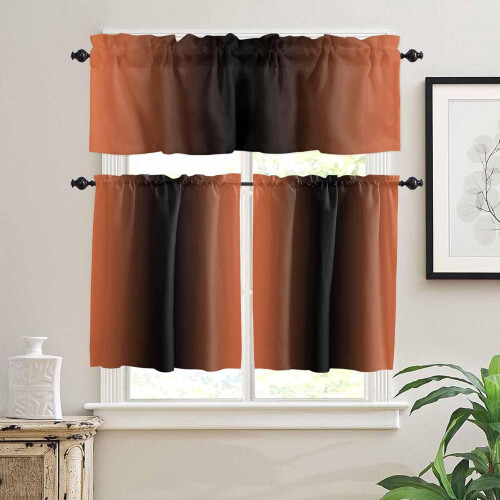 Ensemble de rideaux de cuisine ombrés à œillets, 3 pièces 1