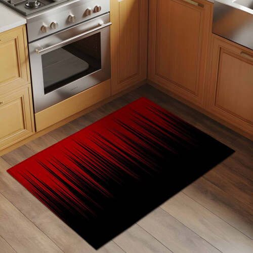 Rectangle Area Rug Red Black Striped 2x3 ft 1