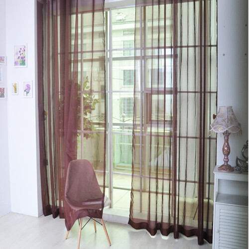Voile Curtains Rod Pocket 2-Pack Sheer Brown