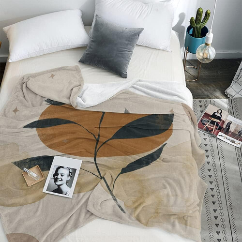 Boho Throw Blanket Orange Beige 50x60 inches 1