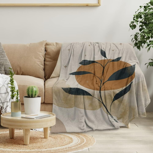Boho Throw Blanket Orange Beige 50x60 inches 2