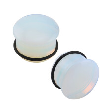 Opalite Single Flared Ear Plug Tunnel Mushroom Shape 2 pcs