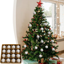 Antique Silver Christmas Ornaments Shatterproof PVC 16 Pack