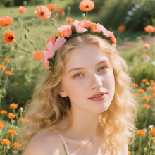 Orange Rose Flower Crown Headband for Women Girls Boho