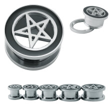 Pentagram Star Ear Plug Tunnels 316L Stainless Steel 0g 00g