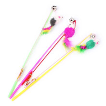 Cat Teaser Fishing Rod with Bell and Feather Multicolor