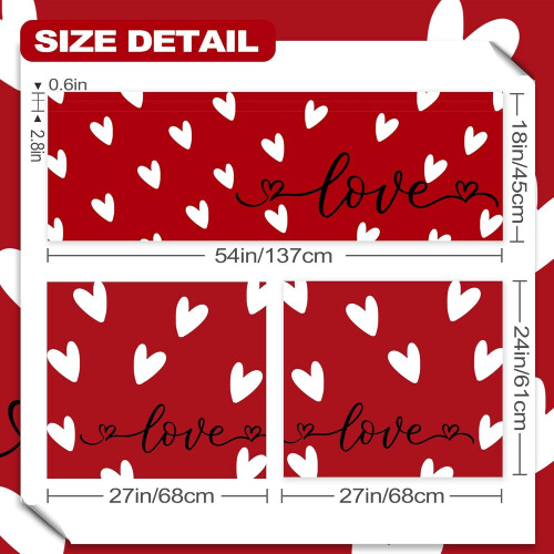 Valentine's Day Kitchen Curtains Set Farmhouse Red Love 1