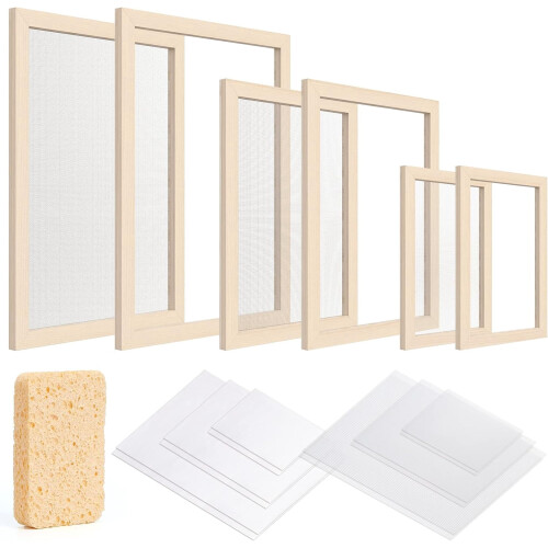 Paper Making Kit Mould and Deckle with Mesh Sponge 6 pcs 1