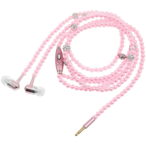 Pearl Chain Wired In-Ear Headset with Mic Pink