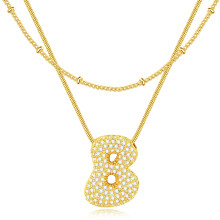 Bubble Letter Necklace Women Gold Dainty Initial Pendant