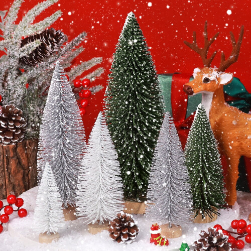 Mini Christmas Trees Decorations Green 6pcs
