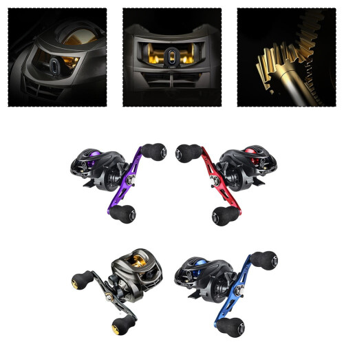 Baitcasting Reel Right-Hand Retrieve 6.3:1 Gear Ratio Purple 2